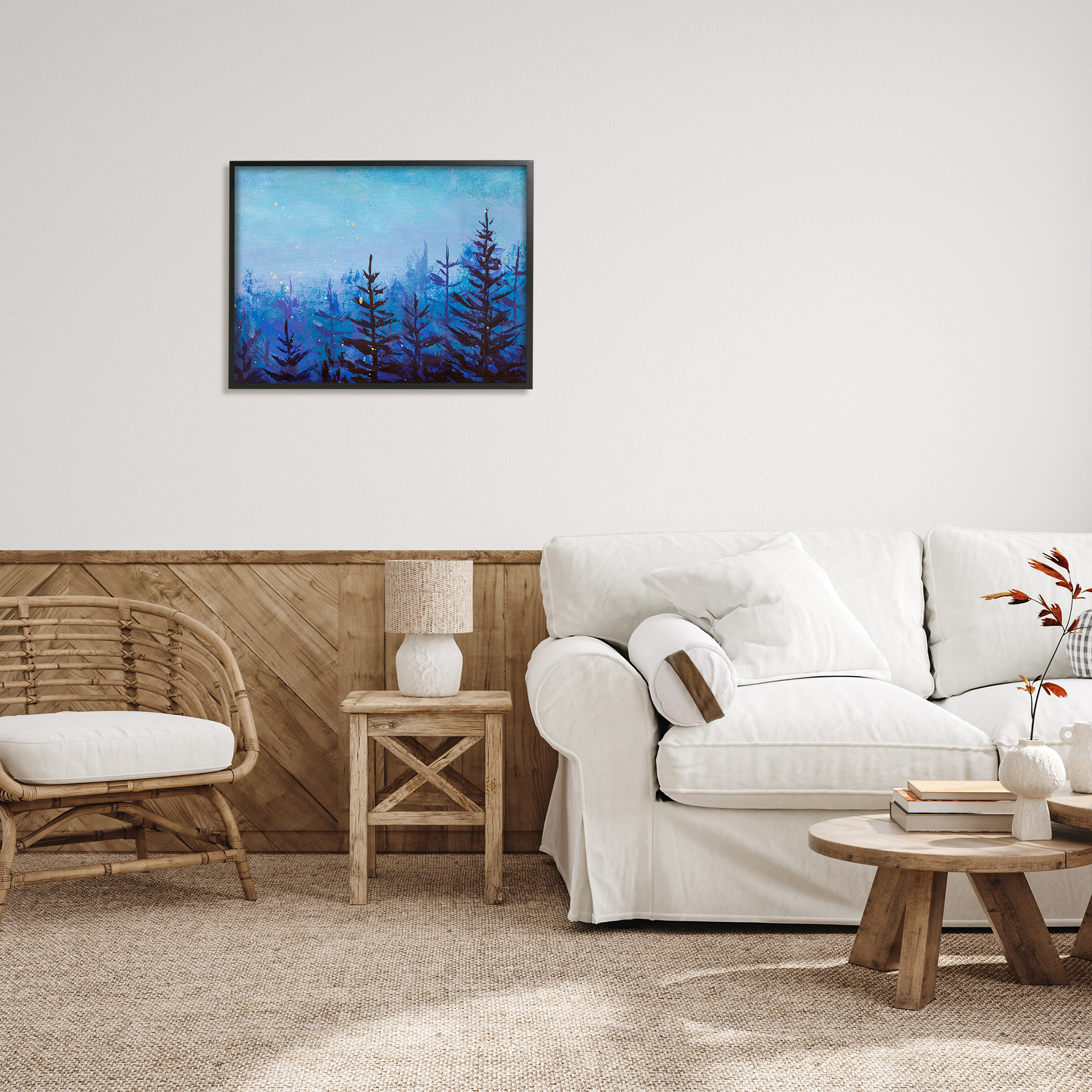 Stupell Industries Foggy Magical Forest Nature Painting Black Framed Art Print Wall Art, 30 x 24