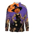 thumbnail image 6 of Awdenio Men's Clothing Long Sleeve Cute Halloween Shirts Print Casual Vintage Classic Golf Shirt, 6 of 7