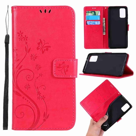 Galaxy A51 (4G) Case Dteck Folio Flip PU Leather Butterfly Flower Patterned Slim Fit Full Protective Kickstand Cards Cash Holder Wallet Case Cover for Samsung Galaxy A51 (4G) rose