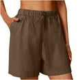 thumbnail image 1 of Baodmurt Mid Waist Shorts for Women Drawstring for Holiday, Brown S, 1 of 5