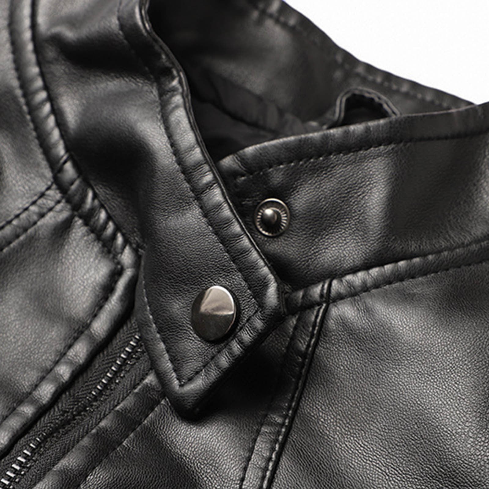 Women's Faux Leather Moto Jacket Casual Short Solid Color Slim Fitting Biker Coat with Pockets Fall Long Sleeve Sweater for Women S-148 Black M