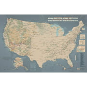 NPS x USFS x BLM x FWS Interagency Map 24x36 Poster: National Park System, National Forest System, National Wildlife Refuge System, BLM National Conservation Lands