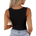 thumbnail image 4 of Lumtrix Womens Tank Tops Scoop Neck Sleeveless Ribbed Tank Summer Basic Thick Strap Slim Fitted Racerback Tops Black S, 4 of 4