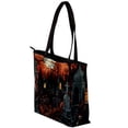 thumbnail image 3 of Cemetery Canvas Leather Mix Tote Bag with Twill, Sponge, and Jeanette Material, 30x10.5x39cm/11.8x4.1x15.4in Size, 3 of 5