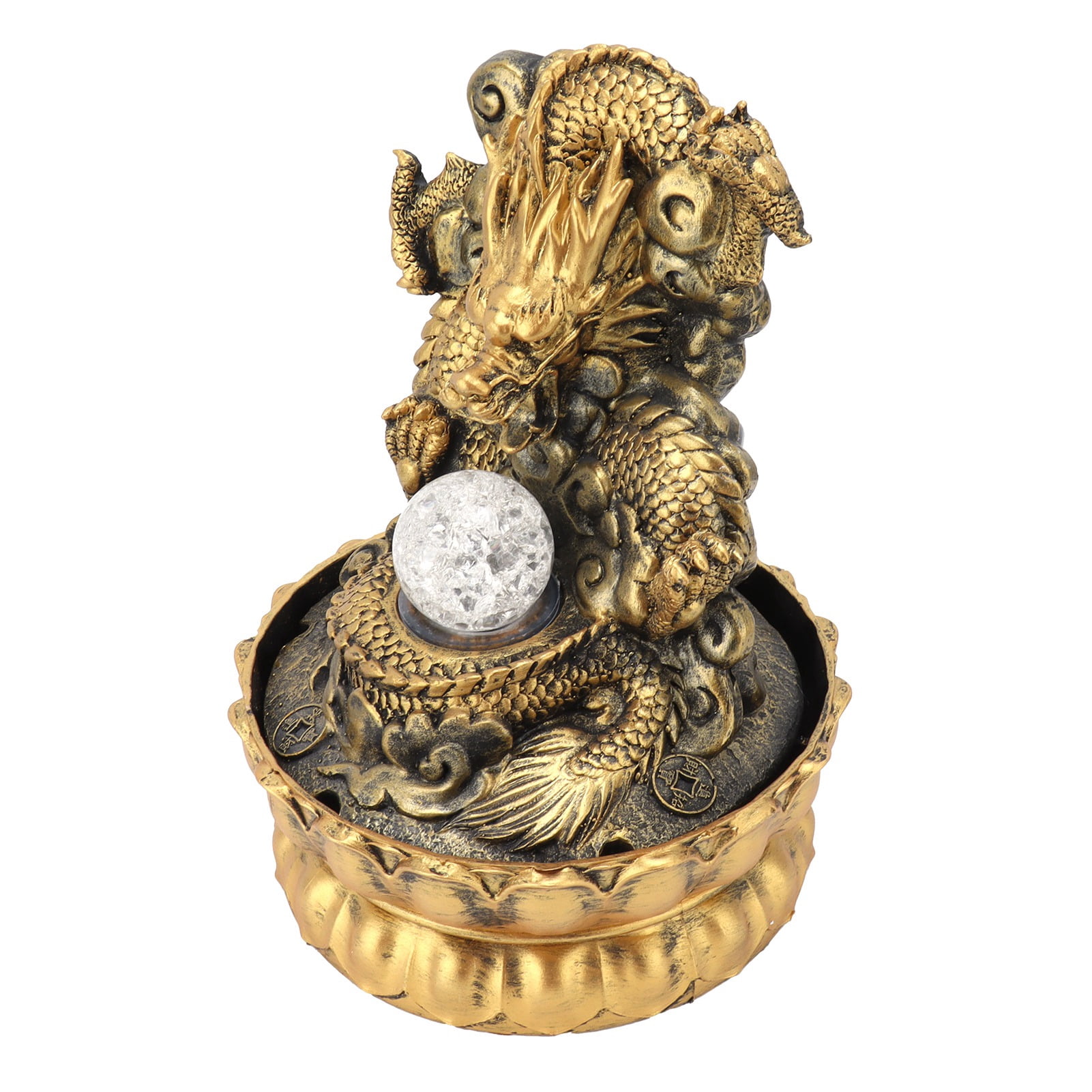 Nieyigj Resin Dragon Statue LED Desktop Water Fountain Home Office Decor, 11.02 inches / 28 cm (EU Plug 220V)