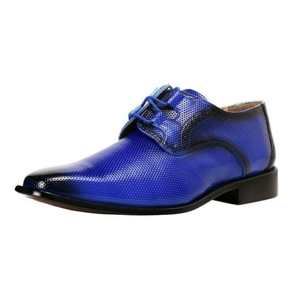 LIBERTYZENO Men s Classic Formal Oxford Shoes Lace up Leather Dress Shoes  Blue
