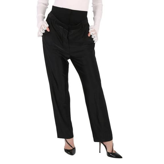Burberry Ladies Black Lombardy Double-waisted Jersey Pants, Brand Size 4 (US Size 2)