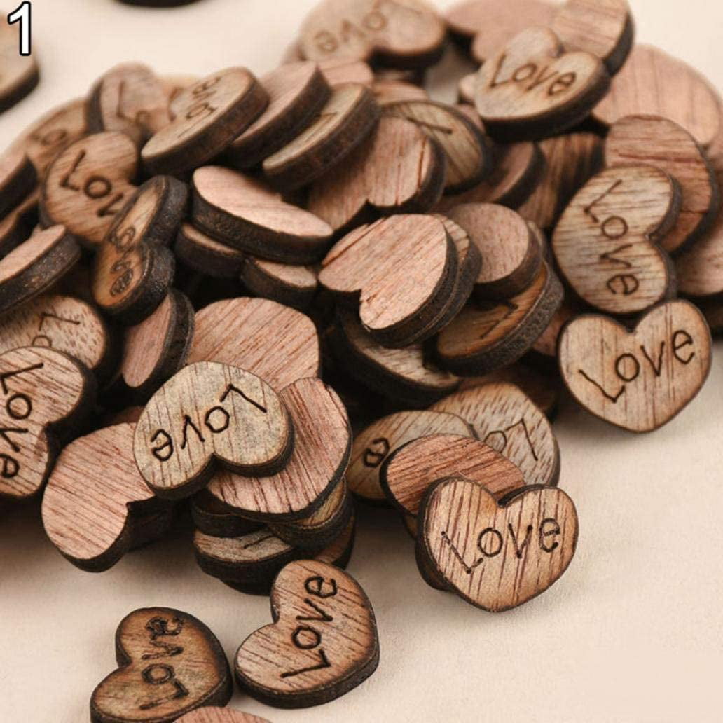 100pcs Rustic Wooden Love Heart Star Wedding Table Scatter Decoration Crafts DIY 