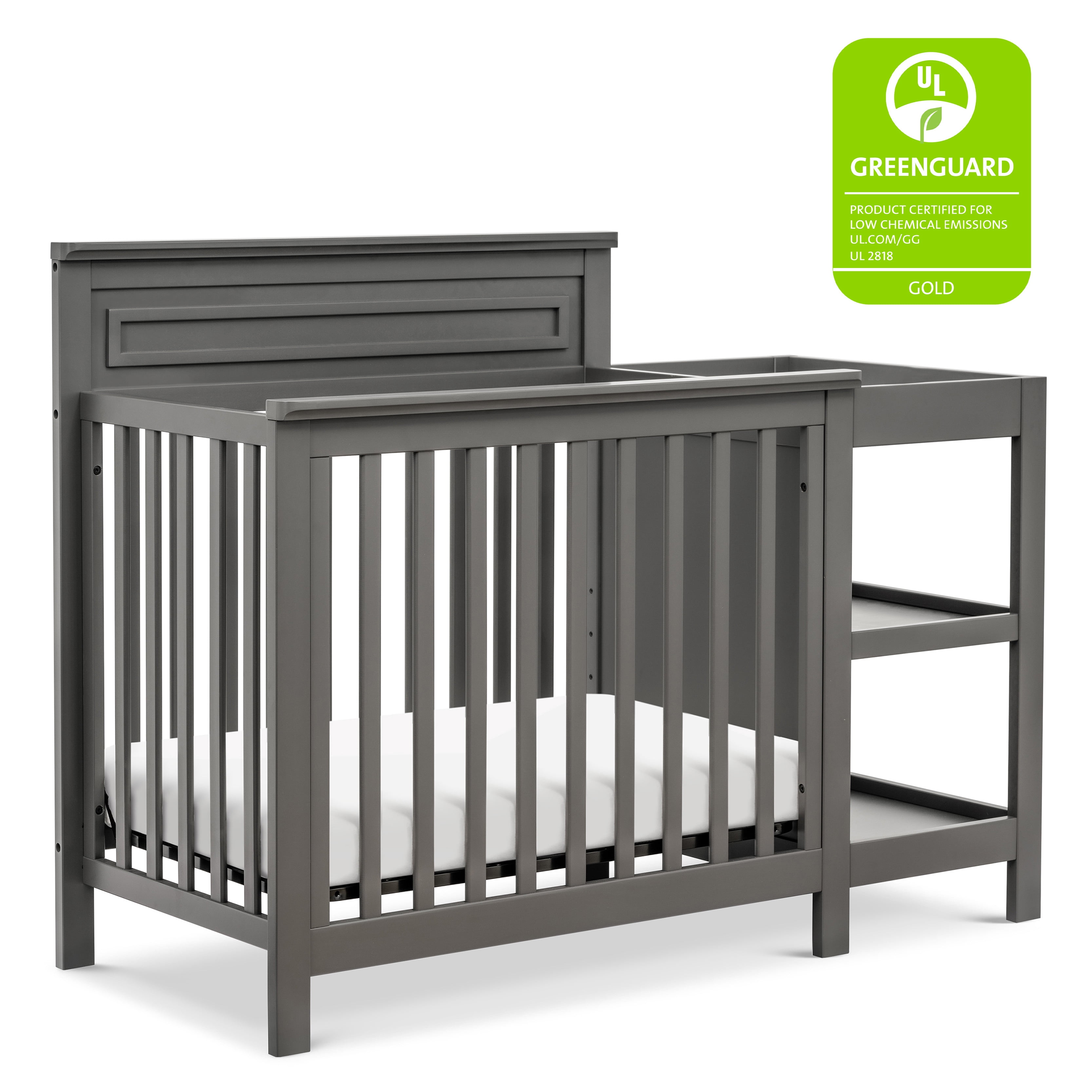 DaVinci Autumn Pine Wood 4-in-1 Mini Crib & Changer Combo in Slate