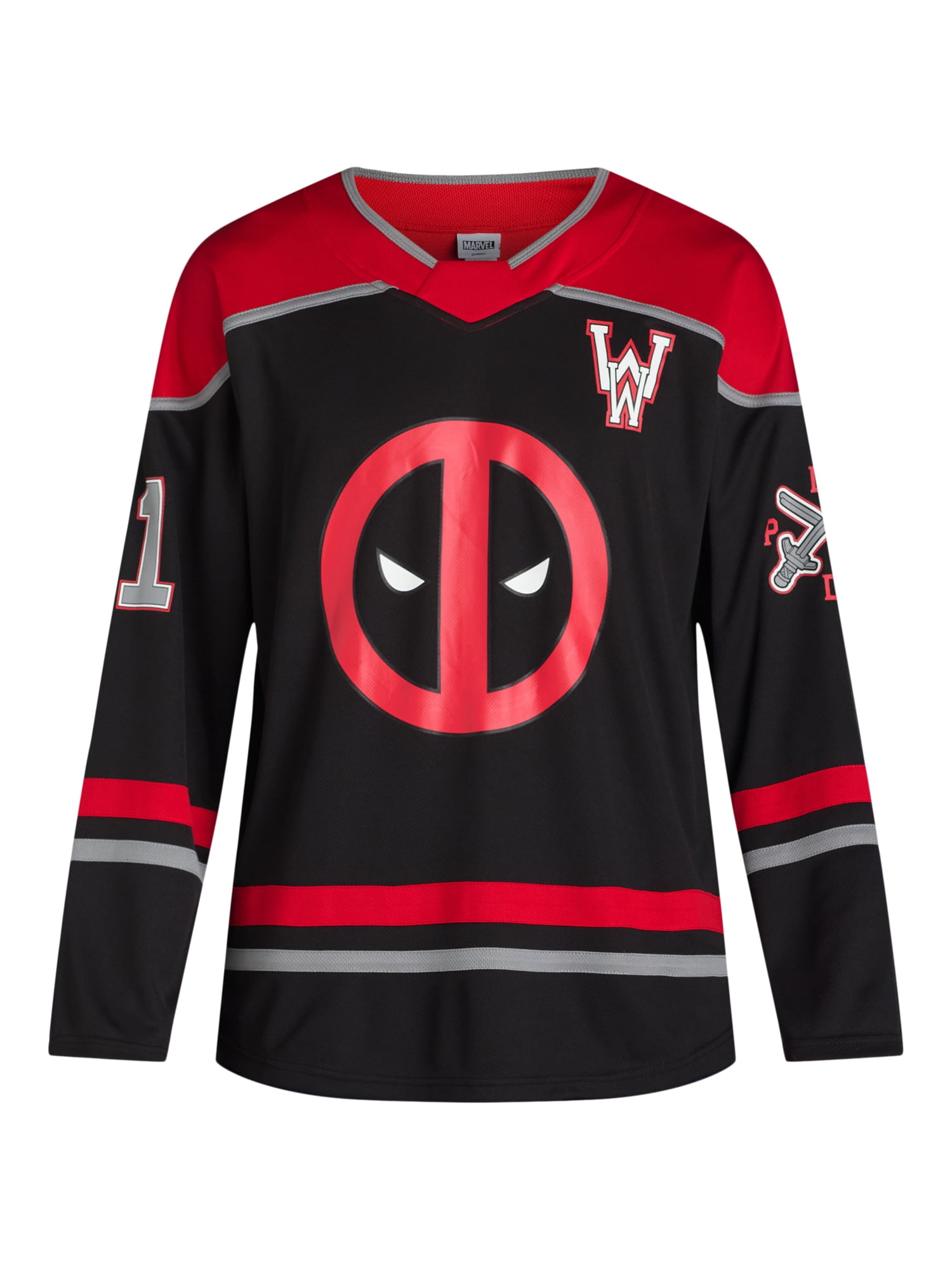 Deadpool Men's Graphic Hockey Jersey, Sizes XS-3XL