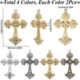 thumbnail image 2 of 1 caja de 8 dijes de diamantes de imitación de 4 colores, cruces a granel, dijes de rosario dorado, crucifijo de aleación de plata, dije gótico grande, 2 of 6