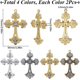 thumbnail image 2 of 1 caja de 8 dijes de diamantes de imitación de 4 colores, cruces a granel, dijes de rosario dorado, crucifijo de aleación de plata, dije gótico grande, 2 of 6