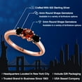 thumbnail image 2 of Gem Stone King 18K Rose Gold Plated Silver Red Garnet and Black Diamond Engagement Ring for Women | 1.09 Cttw | Round 5MM | Gemstone January Birthstone | Size 9, 2 of 6