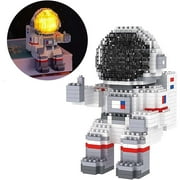Astronaut Mini Building Blocks Micro Building Kits for Kids and Adults 12-15 Space Toys with Led Lighting Kit - Compatible with Nano