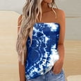 thumbnail image 2 of MIASHUI Blouse Tube Imprimée pour Femmes Vacances d'Été Décontractée Sans Bretelles, Bleu, P, 2 of 5