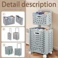 thumbnail image 3 of Large Capacity Laundry Basket with Wheels - Double-Layer Foldable Storage Organizer for Clothes | Portable White Hamper with Handle for Bathroom, Bedroom, Dorm | Space-Saving Design, 3 of 9