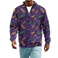 thumbnail image 5 of LNZGNM Men's Mardi Gras Shirt Quarter Zip Plus Size Carnival Graphic Printed Sweatshirts Stand-Up Collar Long Sleeve Tops Casual Carnival Outfits,Dark Purple 4XL, 5 of 7