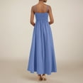 thumbnail image 2 of vigerkar Womens 2025 Summer Dress Casual Sleeveless Spaghetti Strap Smocked Ruffle Beach Long Maxi Dress with Pockets Blue, S, 2 of 6