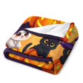 thumbnail image 2 of GXFC Halloween Witch Cats blanket, comfortable and soft, warm casual blanket, printed design, winter sofa dormitory home decoration, must-have travel product. Size is 50x60 inches., 2 of 6