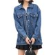 thumbnail image 2 of Chaqueta Vaquera Extragrande de Longitud Media para Mujer, Estilo Motero Azul L, 2 of 5