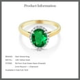 thumbnail image 5 of Gem Stone King 1.64 Ct Oval Green Nano Emerald White Diamond 10K Yellow Gold Ring, 5 of 5