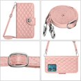 thumbnail image 4 of SaniMore Case for Motorola Edge 40 Neo, PU Leather 3D Lattice Stylish for Girls Crossbody Lanyard Flip Kickstand Card Slots Cash Pocket Magnetic Clasp Protective Shockproof Wallet Shell, Coralpink, 4 of 9