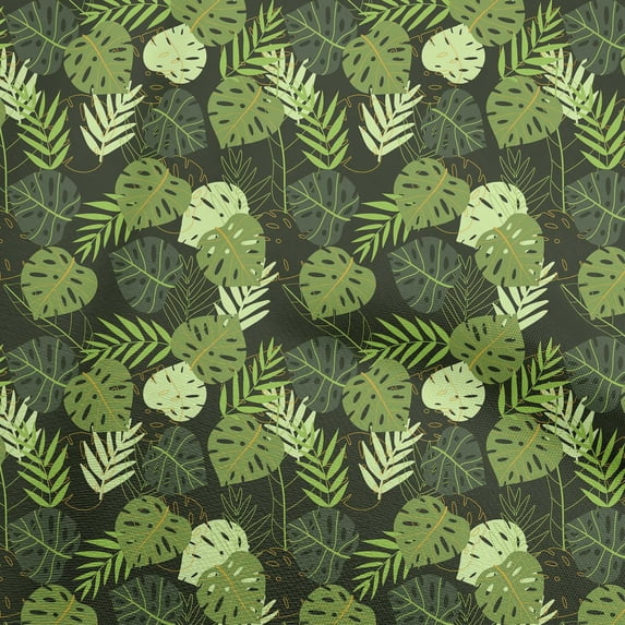 oneOone Cotton Silk Dark Green Fabric Tropical Craft Projects Decor Fabric Printed By The Yard 42 Inch Wide