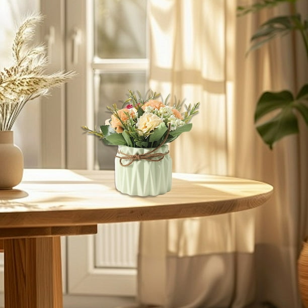 Flores artificiales, bonsáis artificiales en maceta, macetas de plástico para sala de estar, comedor, mesa de TV, mueble de centro, decoración, adornos, flores artificiales, bonsáis, plantas