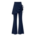 thumbnail image 5 of hotojiny Girl Flare Legging with Skirt Kids Cute Workout Yoga Pants Side Drawstring Bell Bottoms High Waisted Skirted Pant(Navy,9-10 Years), 5 of 9
