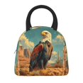thumbnail image 3 of Vsdgher Insulated Lunch Bag Simple Bento Cooler Bag Lunch Tote Bag , Suitable for picnics, school, work (Western Desert Cactus Bald Eagle Print ), 3 of 5