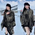 thumbnail image 3 of KuKuzhu Thick Shawl Poncho Open Front Cardigan Ruana Cape Knit Scarves Blanket Oversized Sweaters Winter Cloak, 3 of 7