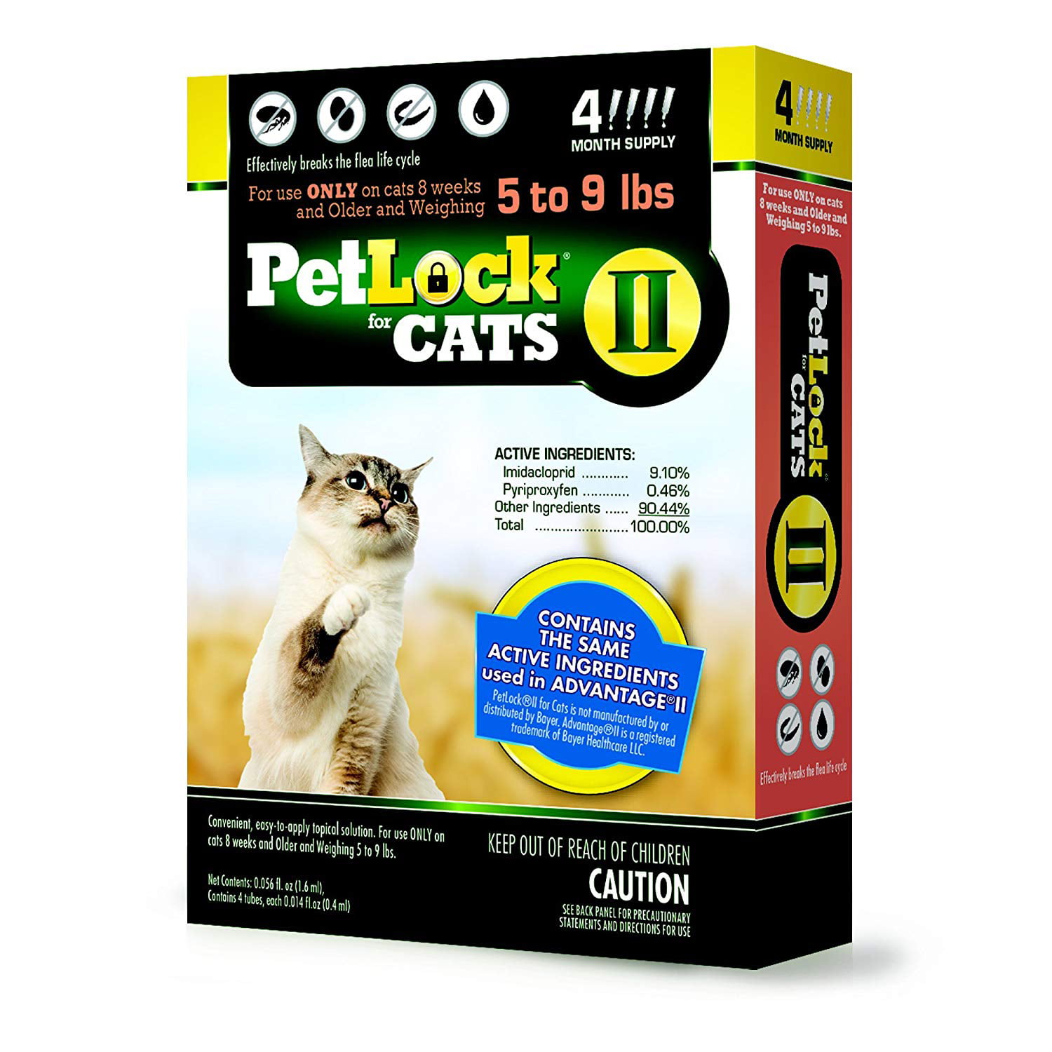 PetLock II Topical Flea Treatment for Small Cats 59 pounds 4 doses