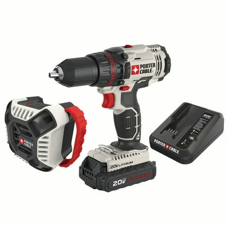 PORTER CABLE PCCK607LA 20V MAX Lithium-Ion 1/2-Inch Cordless Drill and Blue Tooth Radio Combo