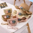 thumbnail image 3 of Little Girls Kids Straw Wide Brim Sun Hat Shoulder Bag Cute Flower Beach Cap, 3 of 6