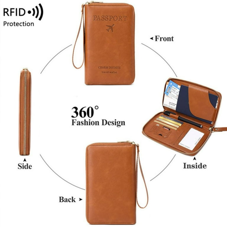 Passport Holder Cover with Safe Zipper Closure, Premium