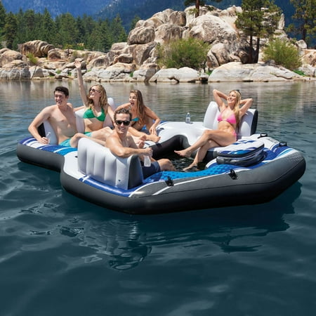 Intex 57272EP Adult 5 Seat Inflatable Tropical Island Lounging Pool Float, Blue | Walmart Canada