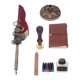 thumbnail image 3 of Juego de pluma y tinta Estilo vintage Escritura suave Durable Juego de pluma y tinta ampliamente utilizado con sello de cera Cuaderno Rojo vino, 3 of 5