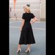 thumbnail image 3 of Vestido Negro de Larga con Cuello en V, Plisado y Mangas Abullonadas, Talla XL, 3 of 4