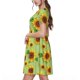 thumbnail image 2 of Easygdp Sunflower Leaves para Vestido Transpirable de Mujer, Vestido Suelto de Manga Corta con Pliegues y Bolsillos para el Verano, 2 of 6