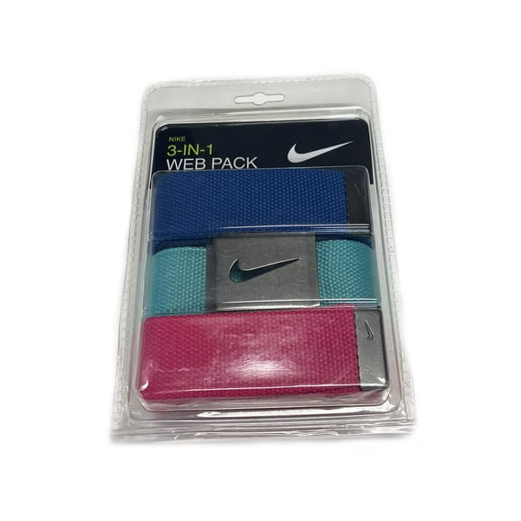 Nike New 3-in-1 Blue/Teal/Pink Golf Web Belt Pack Cut-to-Length OSFM