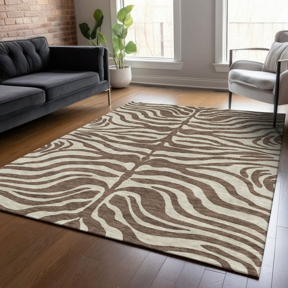 Addison Rugs Chantille Indoor/Outdoor Transitional Geometric, Abstract Brown Washable Rectangle Rug, 2'6" x 3'10"