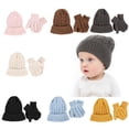 thumbnail image 4 of Gorro De Punto De Otoño E Invierno + Conjunto De Guantes Para Niños, Gorro De Lana De Color Sólido, Gorro De Punto Para Pescar, Esquiar Y Acampar Yuarrent AP007144-03, 4 of 6