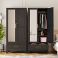 thumbnail image 5 of Ero 70.87"H Tall Metal Armoire Wardrobe Storage Closet Cabinet with Hanging Rod ,Mirror and 1 Drawer, 5 of 6