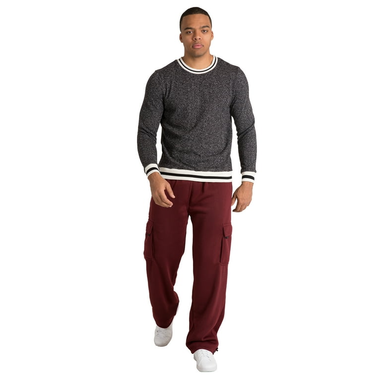 Vibes Men s Fleece Cargo Sweatpants Relaxed Fit Bungee Cord Open