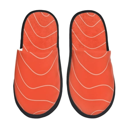 Balery Salmon Fish Meat Slient Indoor Furry Fleece Comfort House Shoes Soft Non-Slip Home Shoes Cotton slippers House Slippers-- Large