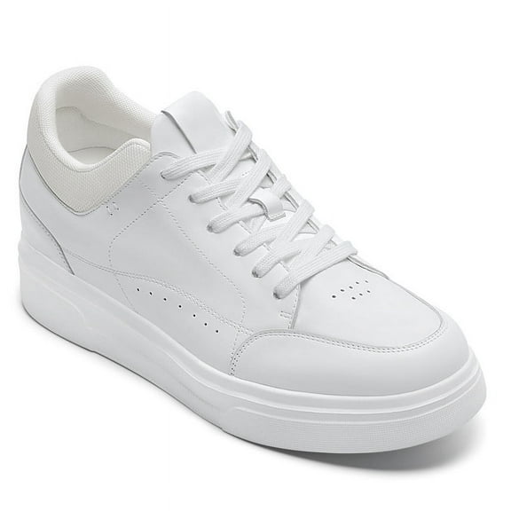 CMR CHAMARIPA Men's Elevator Sneakers - White Leather Everyday Casual Shoes 7CM / 2.76 Inches