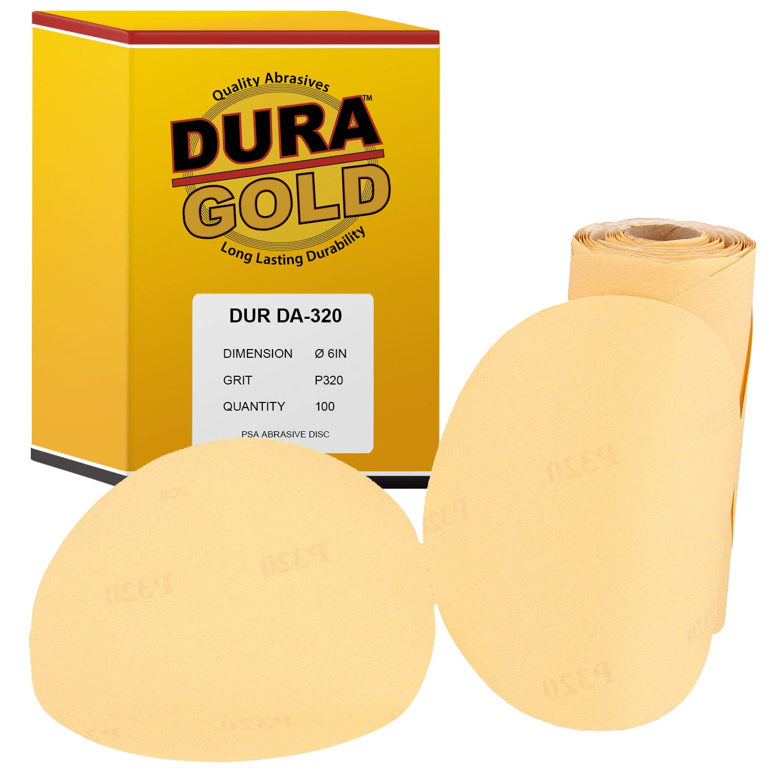 5 Inch Discs On a Roll PSA Gold Adhesive Back DA Sanding Paper 400 Grit 100 Pack