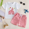 thumbnail image 2 of Summer Outfits For Boys,Casual Sets For Little Girls,Toddler Kids Baby Boys Girls Trendy Cute Short Sleeve Print Casual Suit 6-12 Months 12-24 Months 2t 3t 4t 5t 6t 7t Children,Knit(Red,12-18 Months), 2 of 4