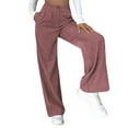 thumbnail image 2 of TRKIYQC Pantalones casuales de pana para mujer, pantalones largos rectos sólidos con cierre de cremallera para primavera y otoño TRKIYQC moda, 2 of 6
