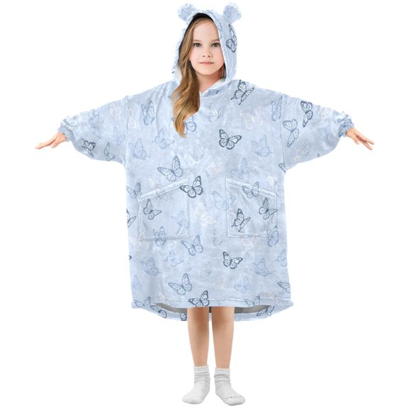 Wearable Blanket Hoodie Oversized Blanket Hoodie for Boys Girls Teens 3-14YR Butterfies